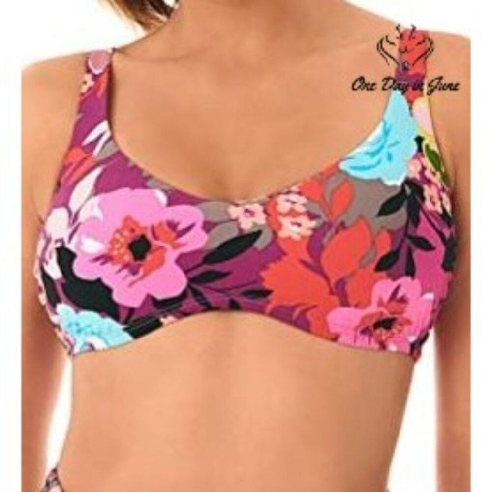 Skinny Dippers Flower Shop Bralette Soft Cup Bikini Top Size S